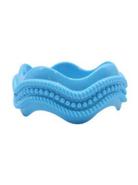 Sky Blue Wavy Textured Rope Wide Cuff Acrylic Bracelet Unsigned Chunky